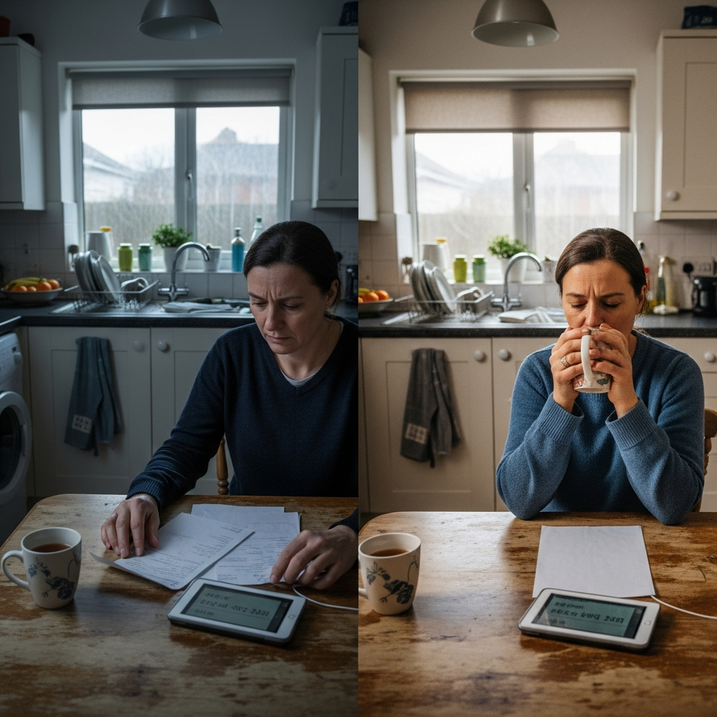 Before and after energy cost comparison showing savings after installing a ground source heat pump in a UK home
