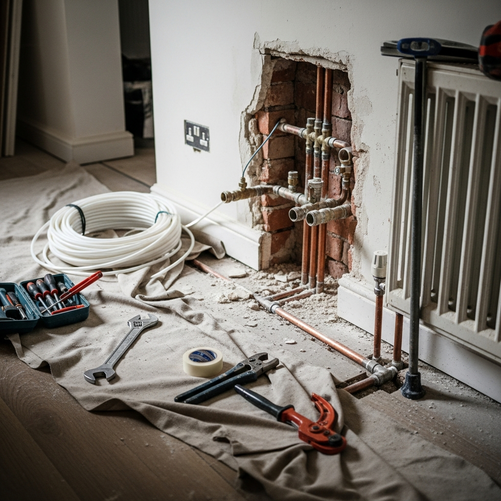 UFH being retrofitted in a UK home during renovation