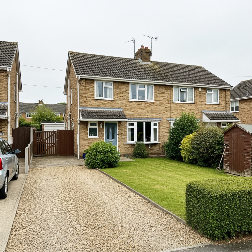 UK detached home suitable for mini split heat pump installation showing exterior where outdoor unit would be positioned