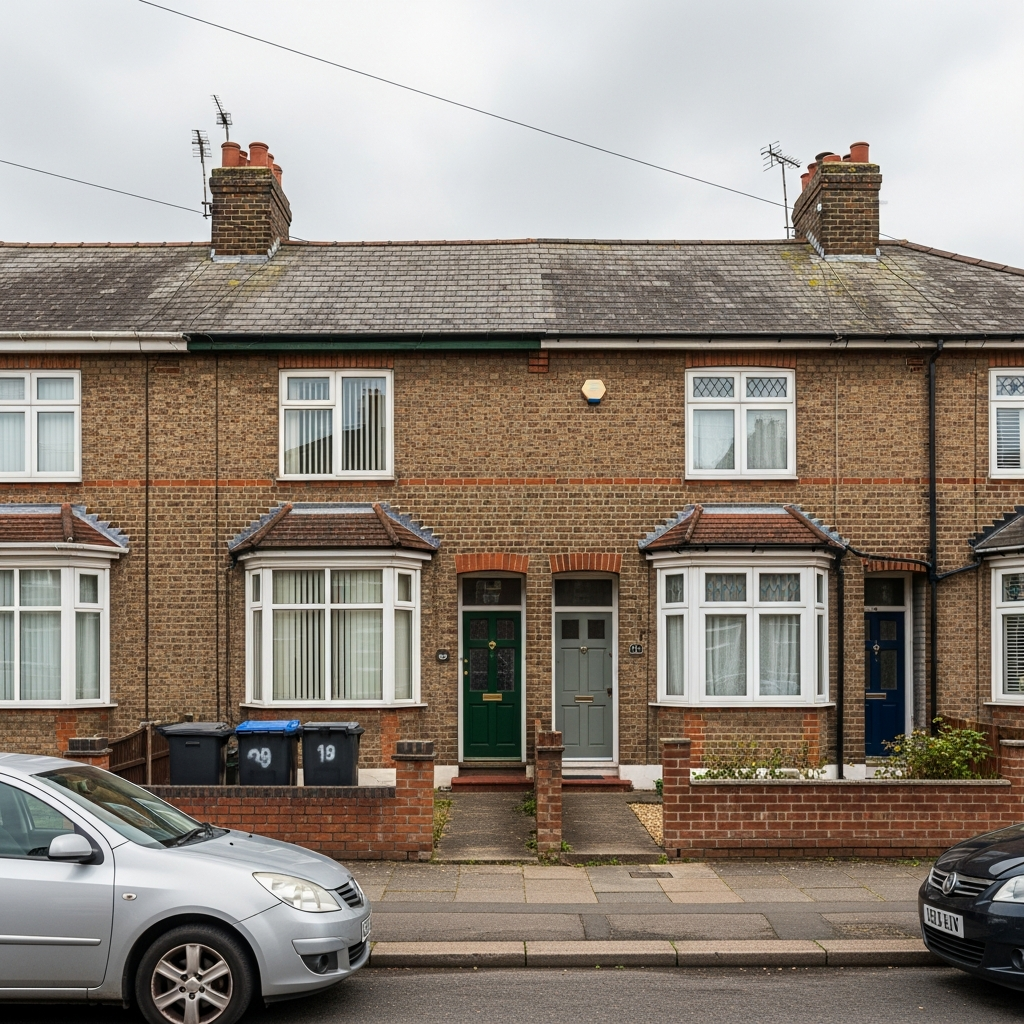 New build UK semi-detached homes on a development using shared ground loop heat pump systems for efficient heating